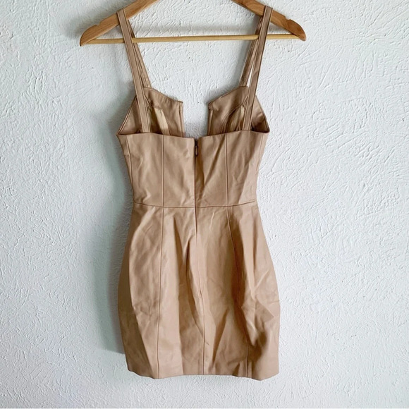 Mistress Rocks Vegan Leather Biscuit Deep Plunge Mini Dress Sz XS - Picture 4 of 7